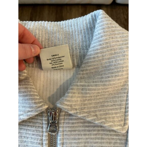 Varley Ribbed Blair Half Zip Pullover Sweatshirt in Gray Size Small - Picture 4 of 8